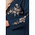 Double layered abaya with embroidery work- Firozi color